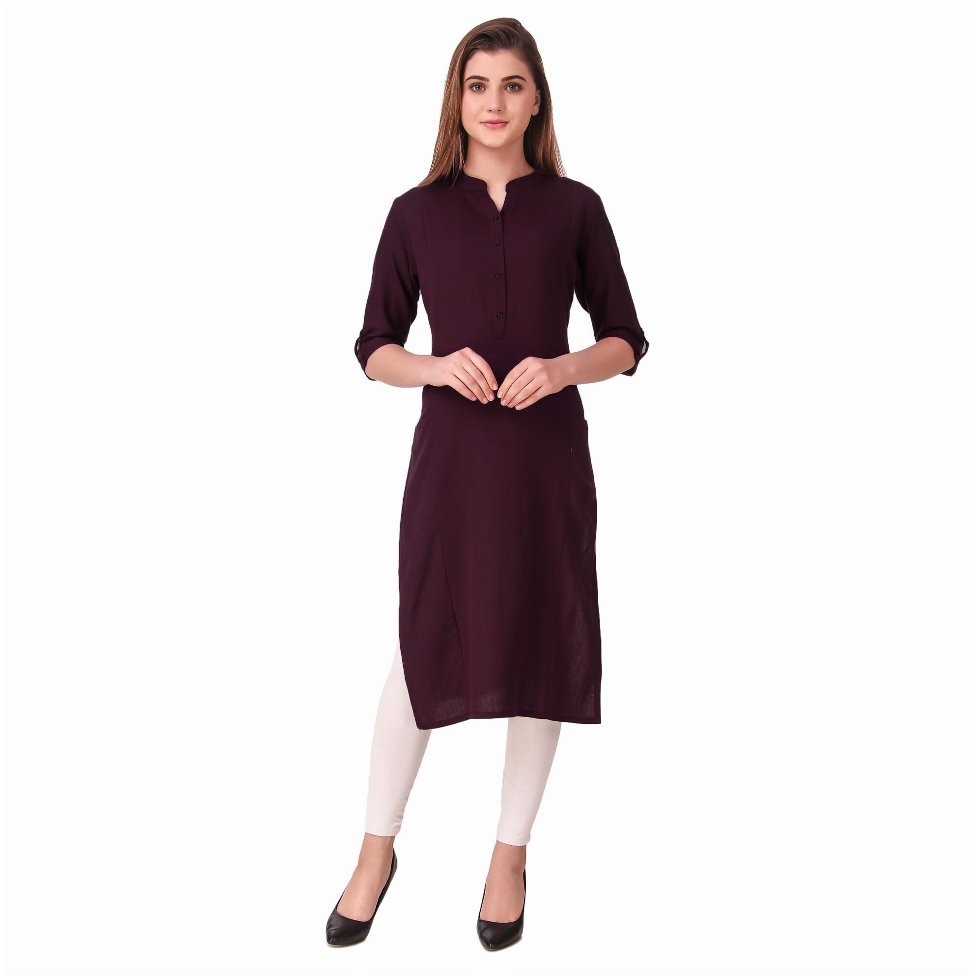 

Swagg India Women Maroon Solid Straight Kurta