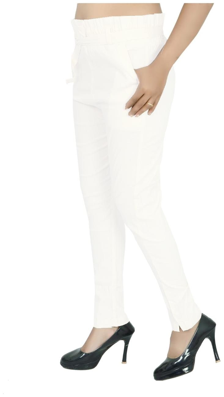

Swangiya Women Cotton Solid White Pant