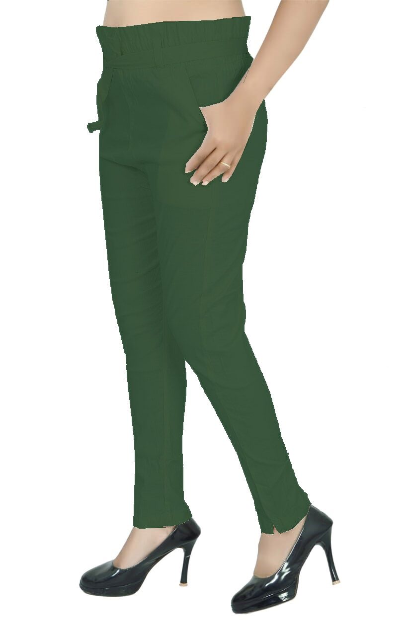 

Swangiya Women Cotton Solid Green Pant