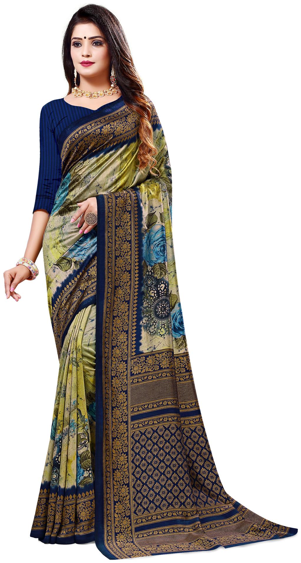 

Swaron Artificial Silk Multi Floral Regular Saree For Women