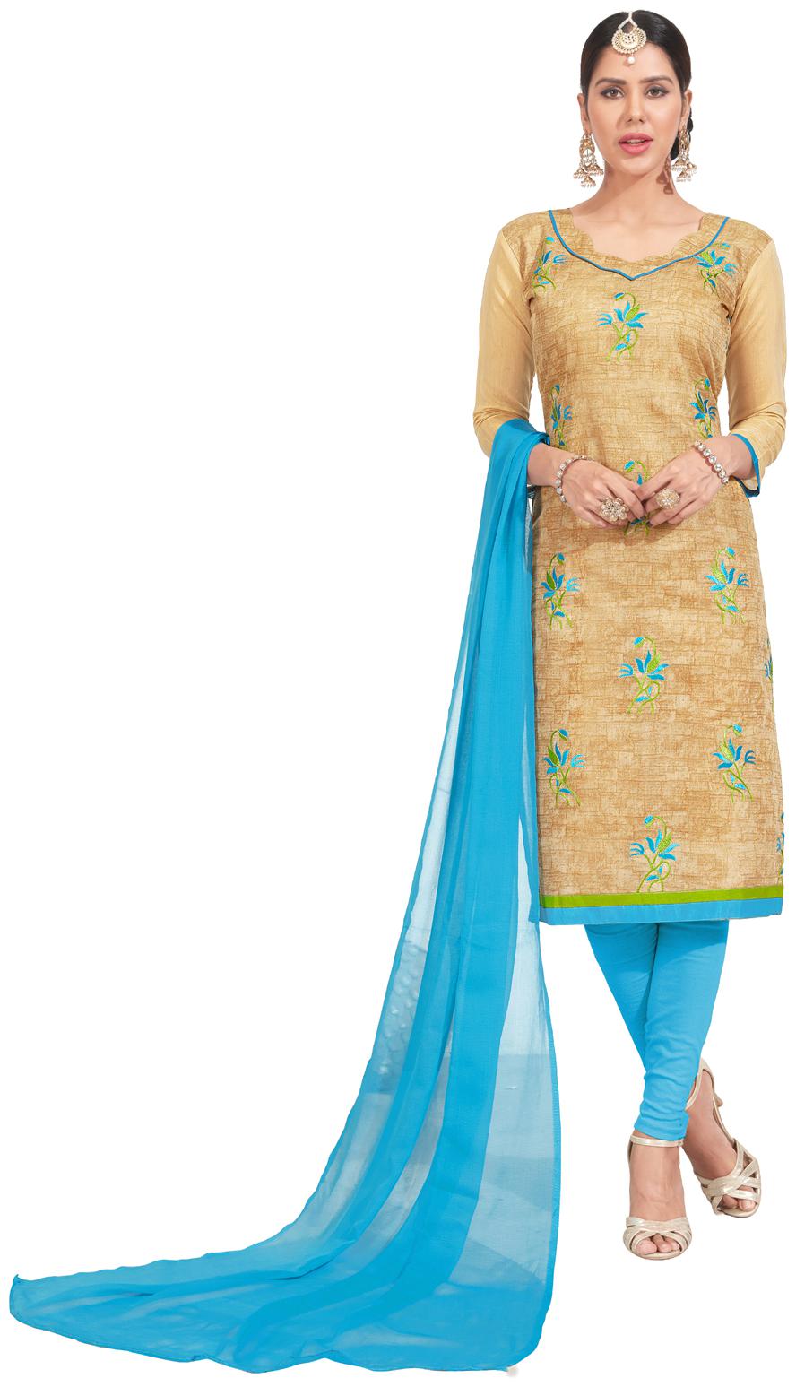 

Swaron Beige Unstitched Kurta with bottom dupatta With dupatta Dress Material