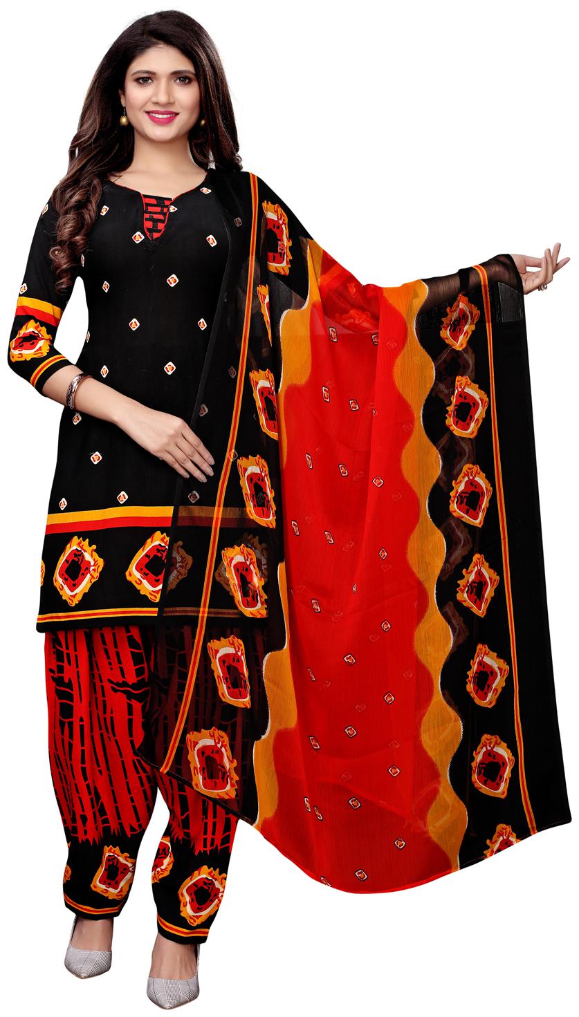 

Swaron Black Unstitched Kurta with bottom dupatta With dupatta Dress Material