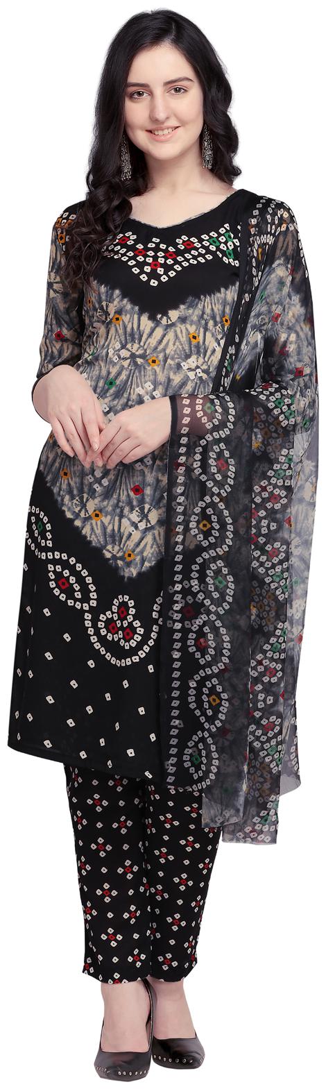 

Swaron Black Unstitched Kurta with bottom dupatta With dupatta Dress Material