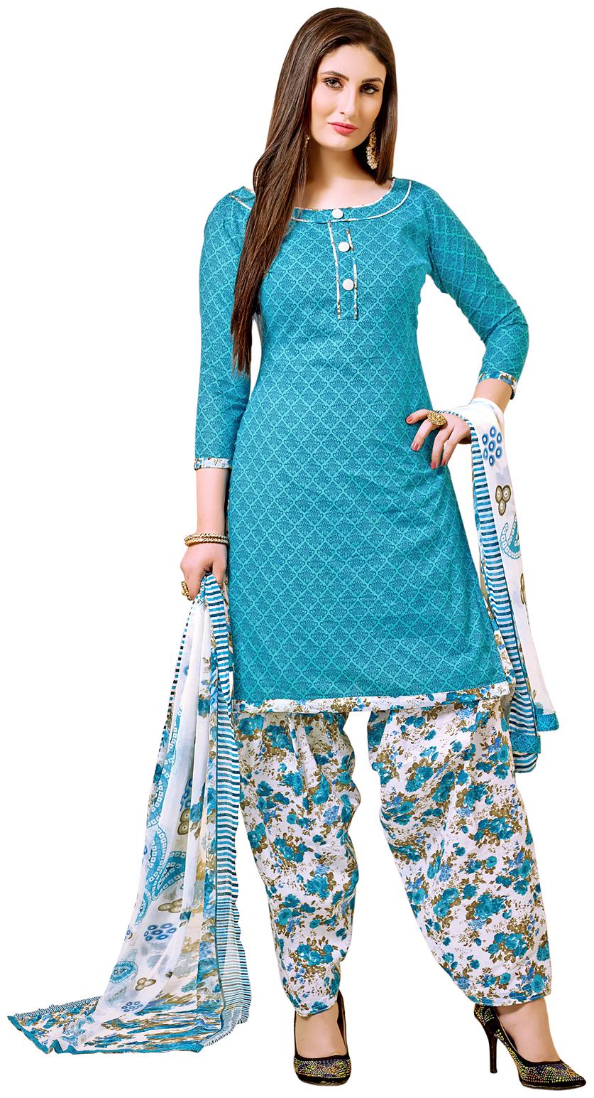 

Swaron Blue Unstitched Kurta with bottom dupatta With dupatta Dress Material