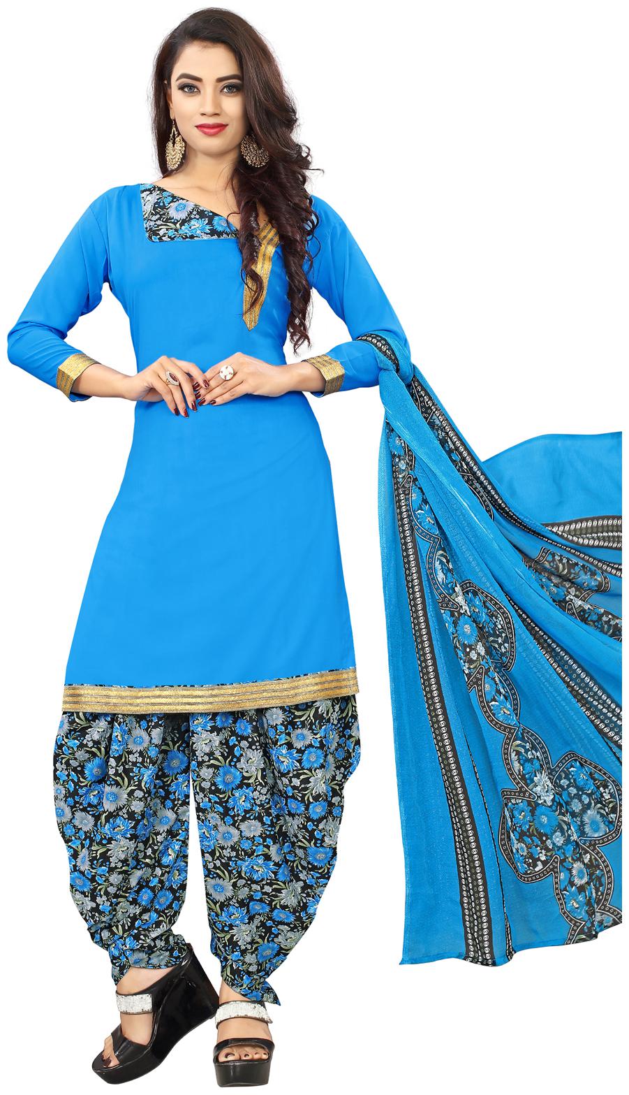 

Swaron Blue Unstitched Kurta with bottom dupatta With dupatta Dress Material