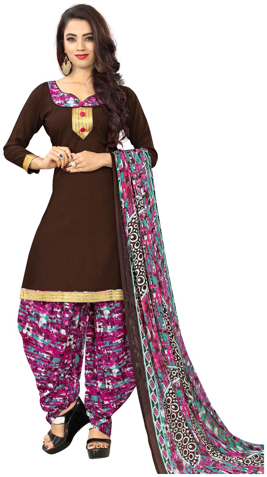 

Swaron Brown Unstitched Kurta with bottom dupatta With dupatta Dress Material