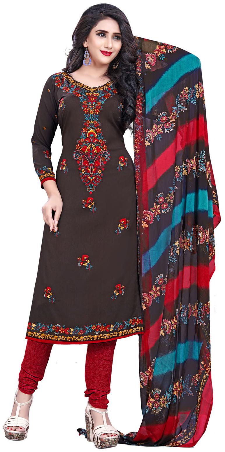

Swaron Brown Unstitched Kurta with bottom dupatta With dupatta Dress Material
