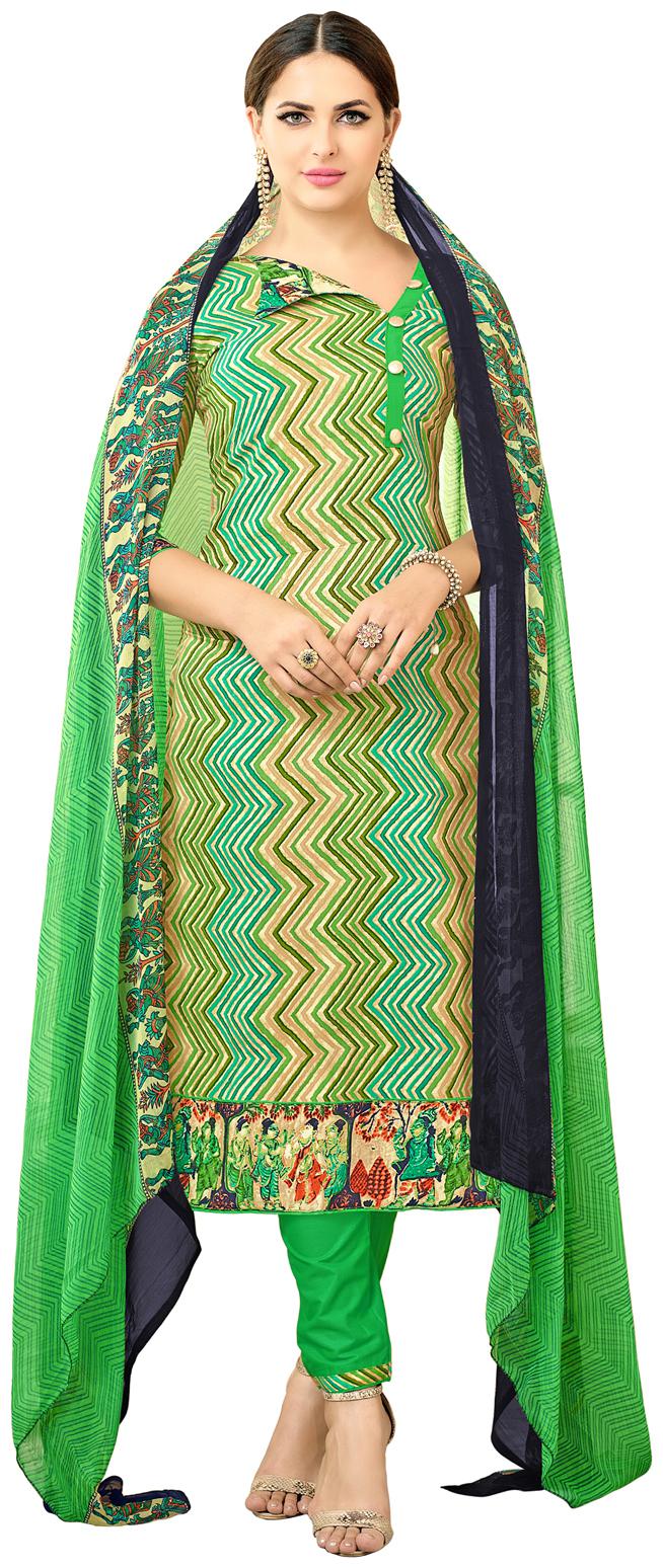 

Swaron Green Unstitched Kurta with bottom dupatta With dupatta Dress Material