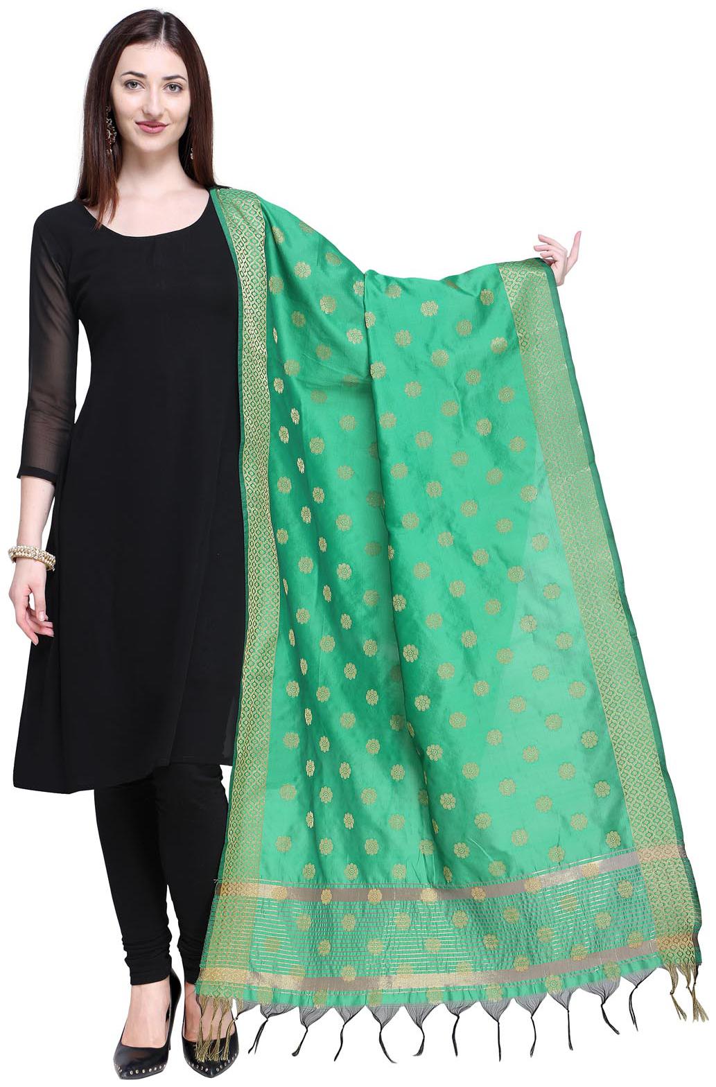 

Swaron Green Poly Silk Jacqaurd Dupatta