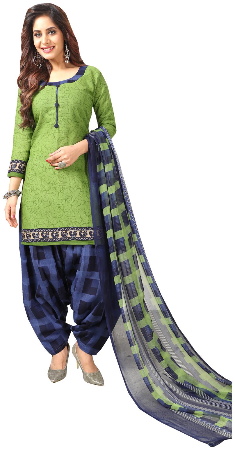 

Swaron Green Unstitched Kurta with bottom dupatta With dupatta Dress Material