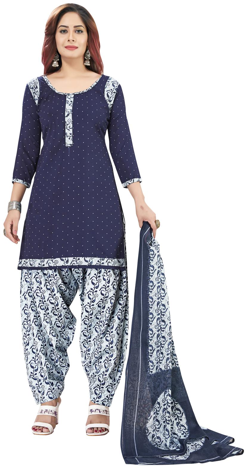 

Swaron Blue Unstitched Kurta with bottom dupatta With dupatta Dress Material