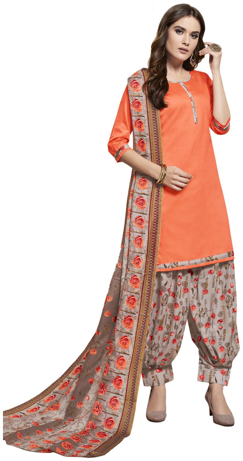 

Swaron Peach Unstitched Kurta with bottom dupatta With dupatta Dress Material