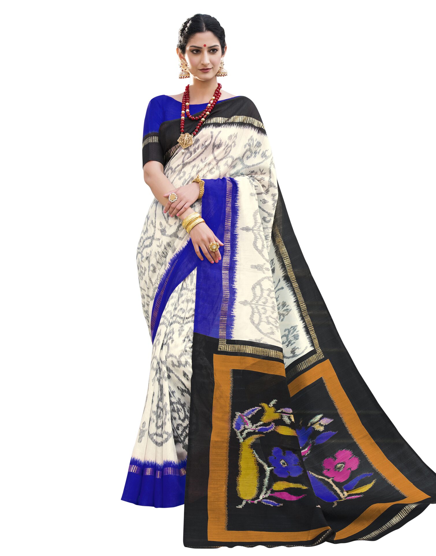

Swaron Polycotton Printed White Color Saree