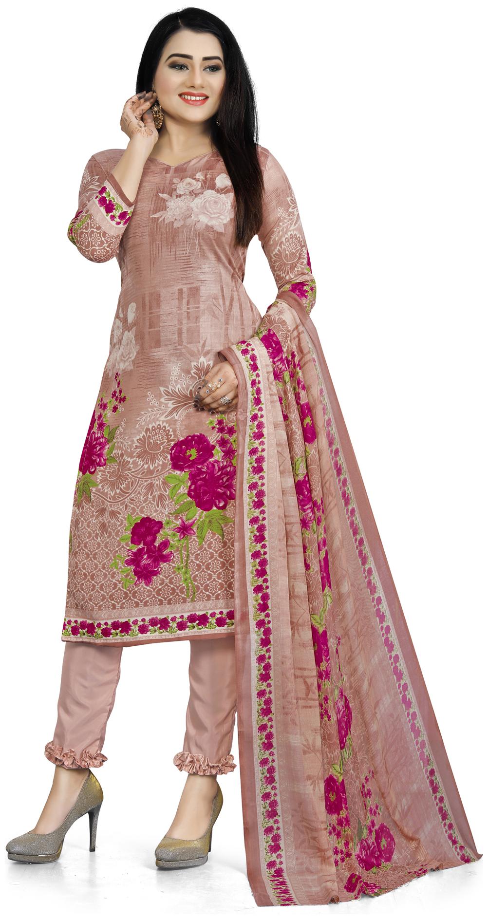 

Swaron Beige Unstitched Kurta with bottom dupatta With dupatta Dress Material