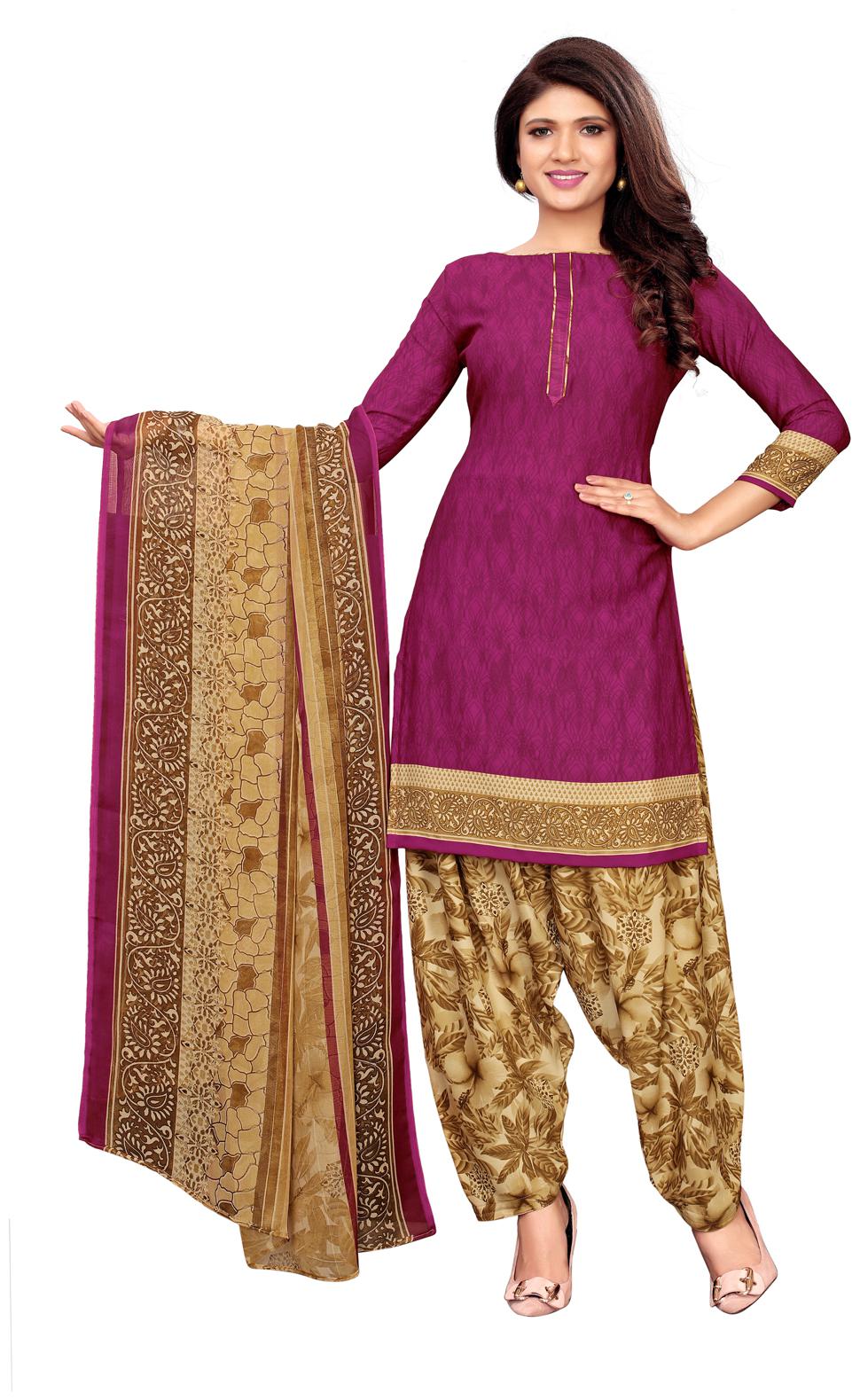 

Swaron Purple Unstitched Kurta with bottom dupatta With dupatta Dress Material