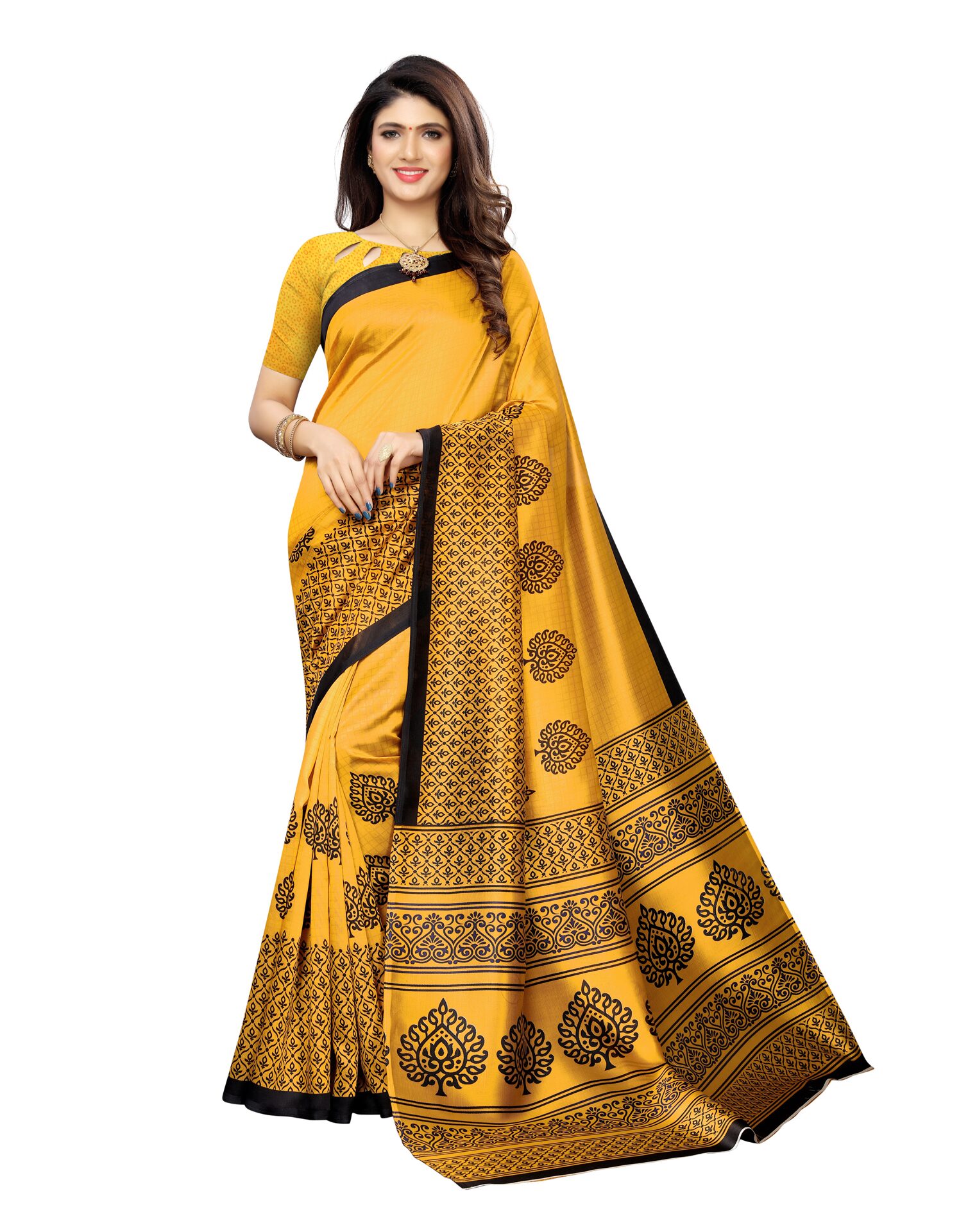 

Swaron Silk Printed Yellow Regular Saree For Women