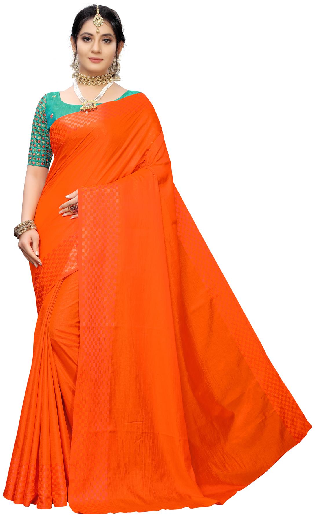 

Swaron Silk Orange Solid Designer Saree For Women