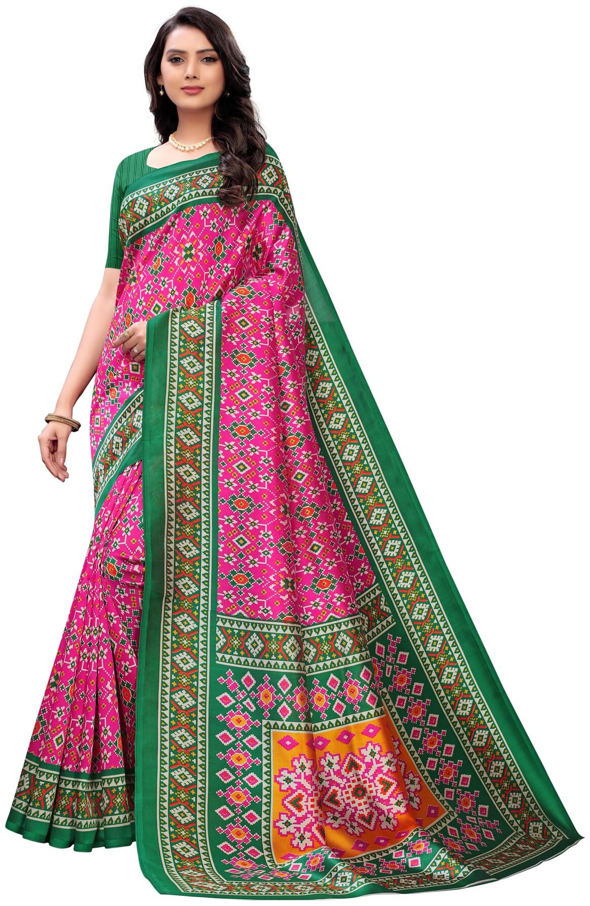 

Swaron Silk Pink Bandhani Print Regular Saree For Women
