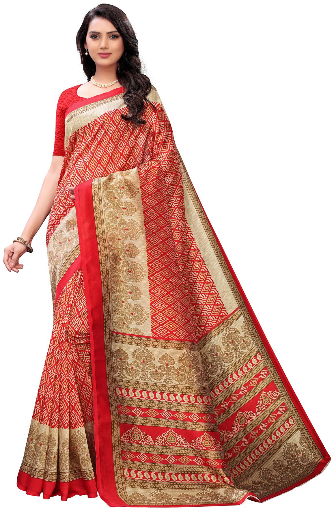 

Swaron Silk Red Geometric Regular Saree For Women