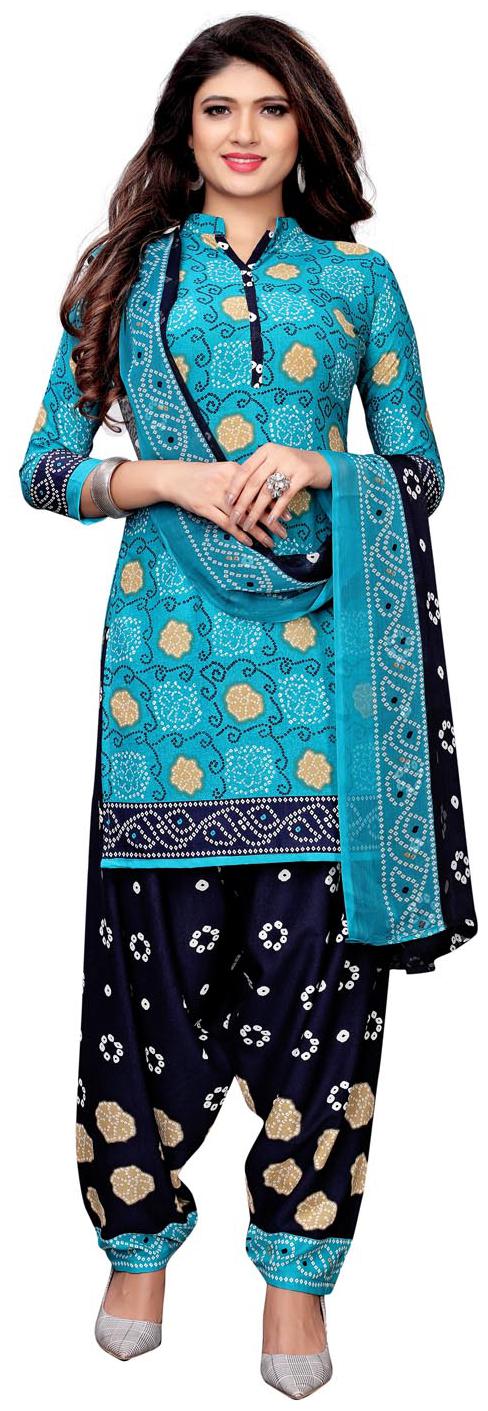 

Swaron Turquoise Unstitched Kurta with bottom dupatta With dupatta Dress Material