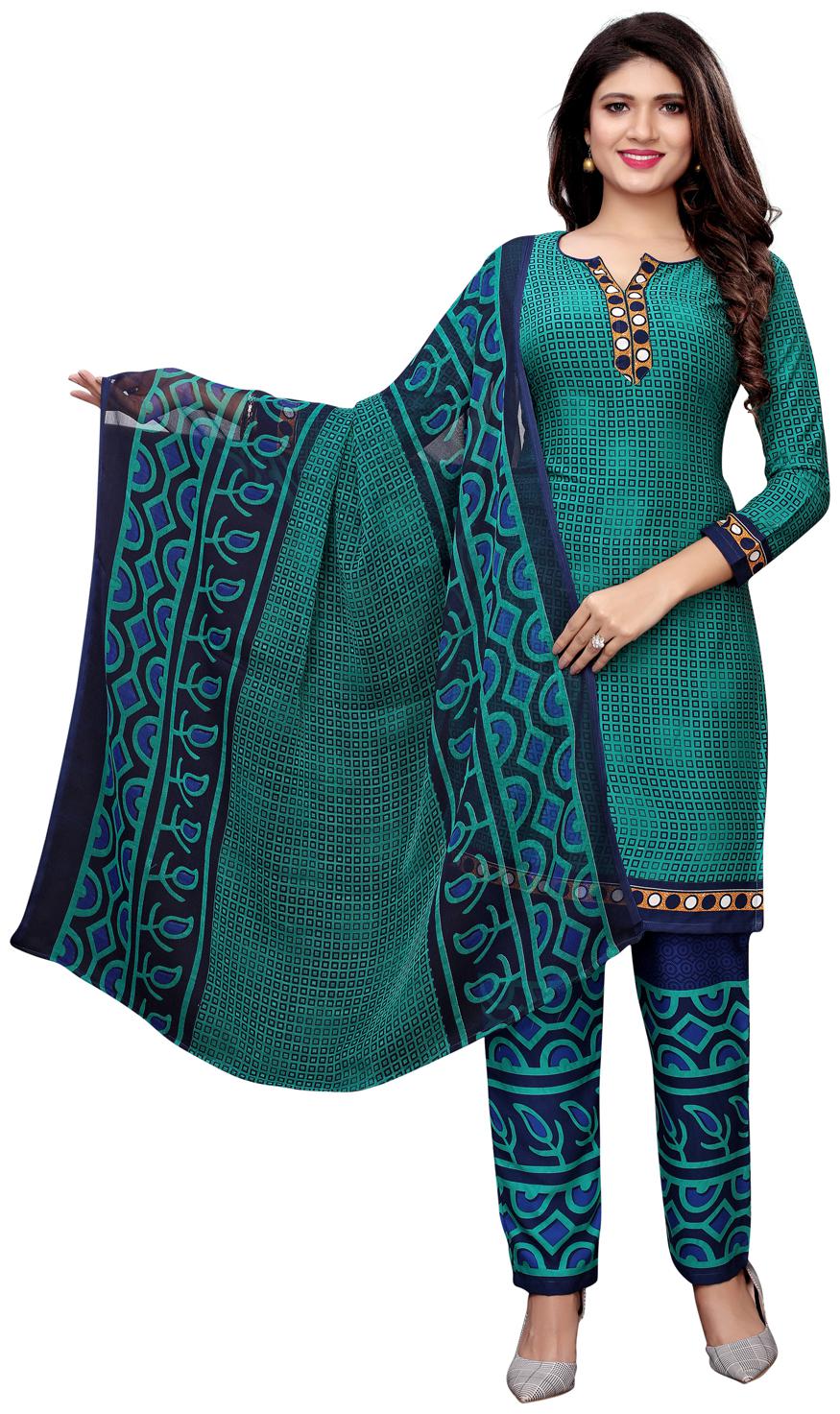 

Swaron Green Unstitched Kurta with bottom dupatta With dupatta Dress Material