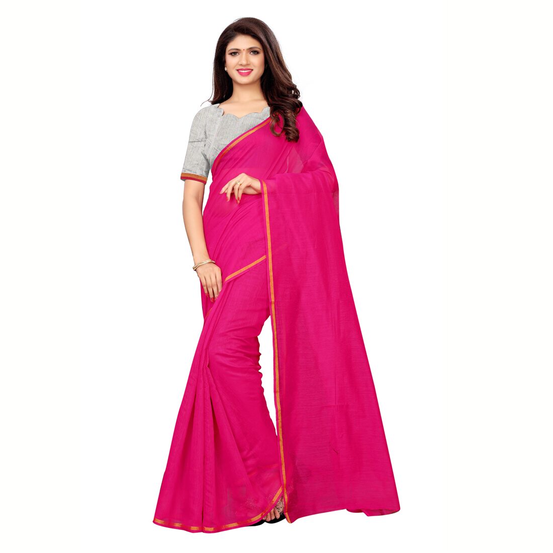 

Swaron Women Universal Traditional Saree With Blouse Piece (Pink)
