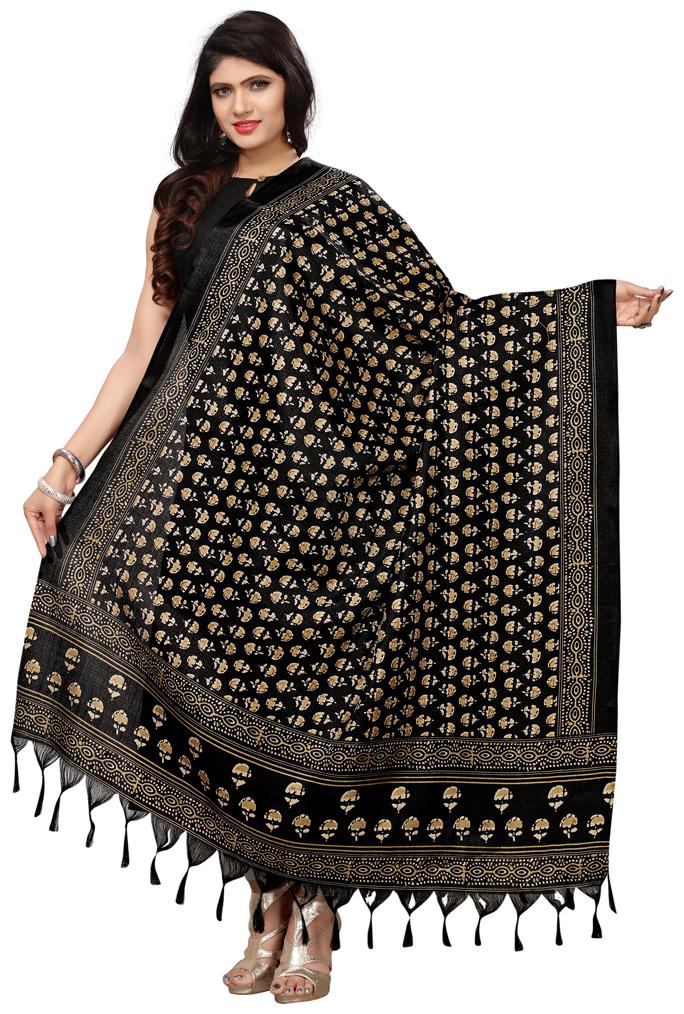 

Swaron Women Silk Dupatta Black