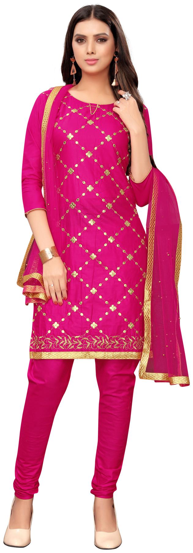 

Swaron Pink Unstitched Kurta with bottom dupatta With dupatta Dress Material