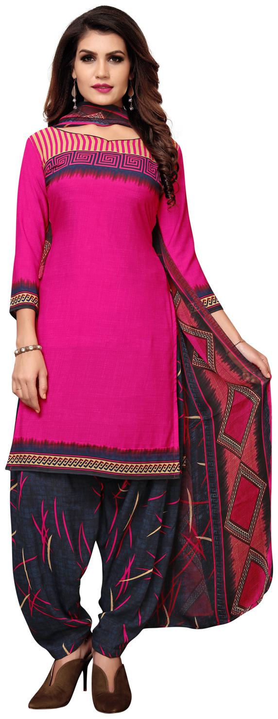

Swaron Pink Unstitched Kurta with bottom dupatta With dupatta Dress Material
