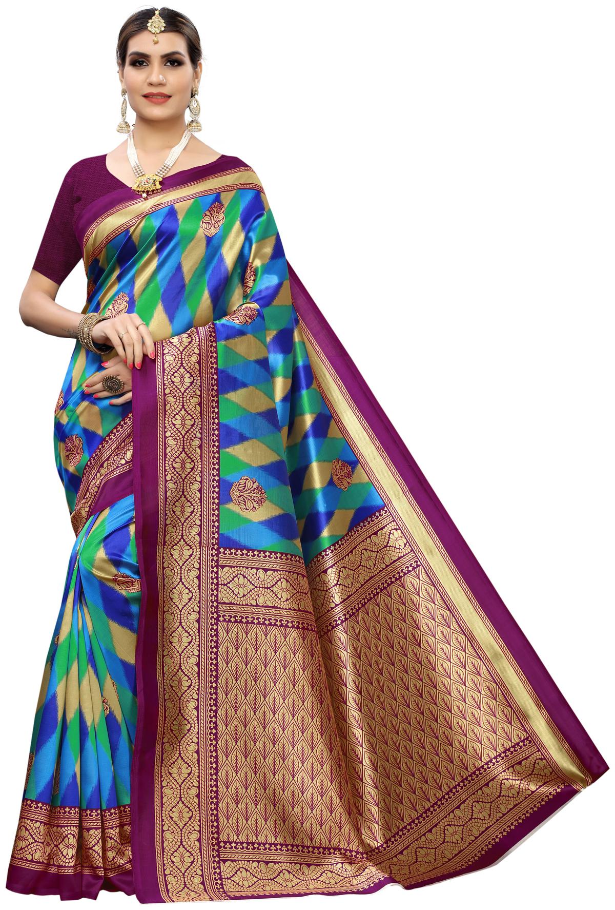 

Swaron Women Poly Silk Saree With Blouse Piece (Multicolor)