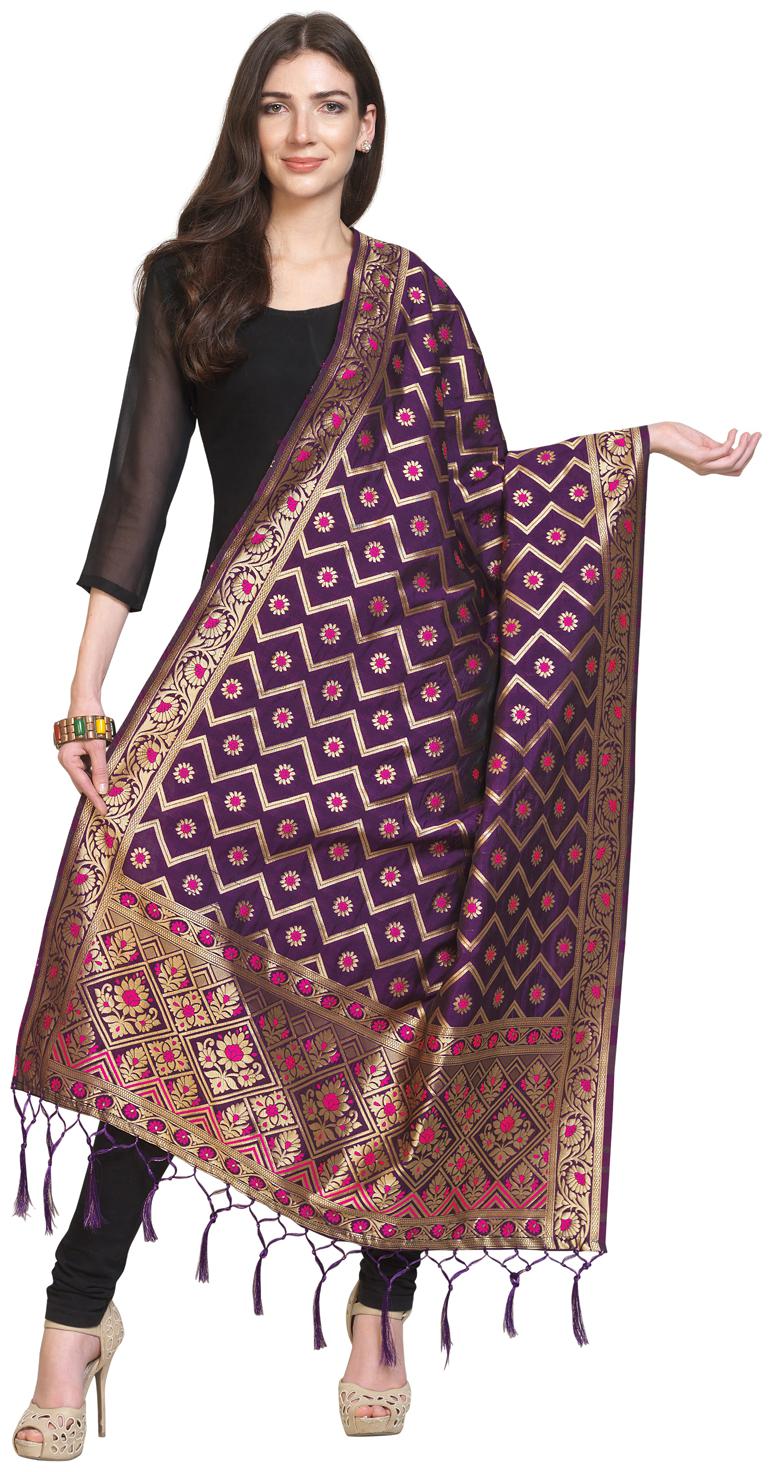 

Swaron Women Silk Purple Dupatta