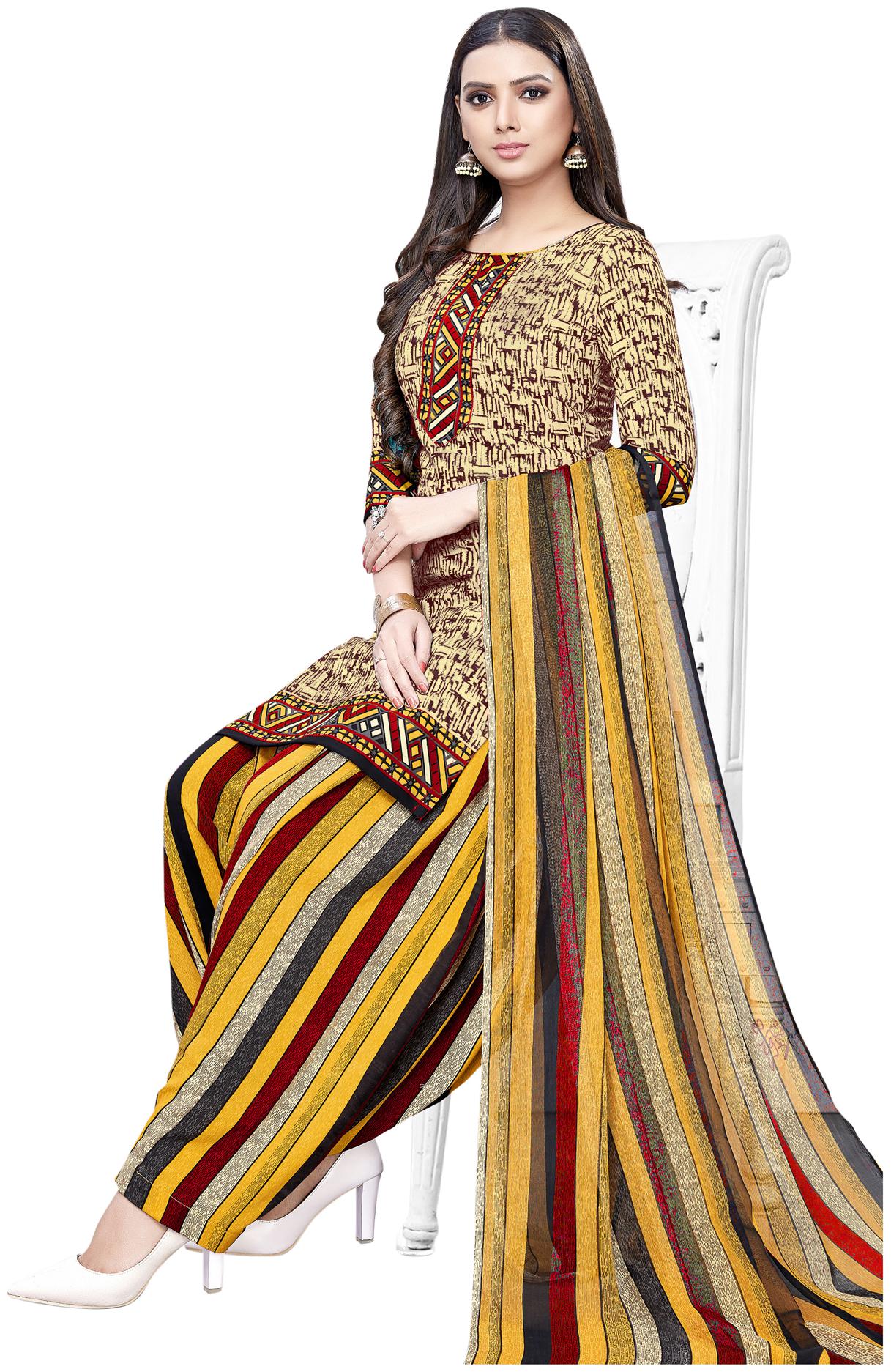 

Swaron Beige Unstitched Kurta with bottom dupatta With dupatta Dress Material