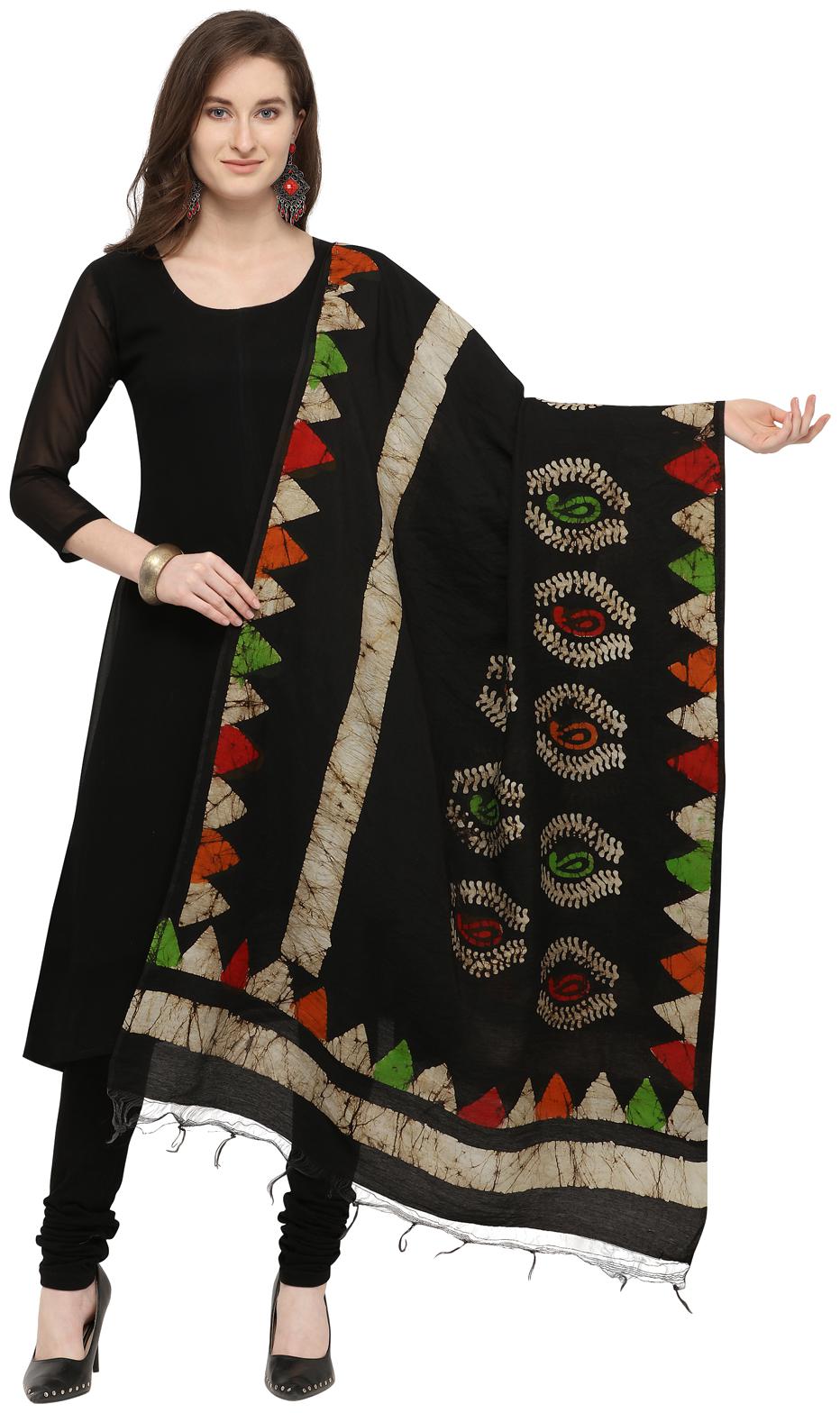 

Swaron Women Blended Printed Dupatta Black