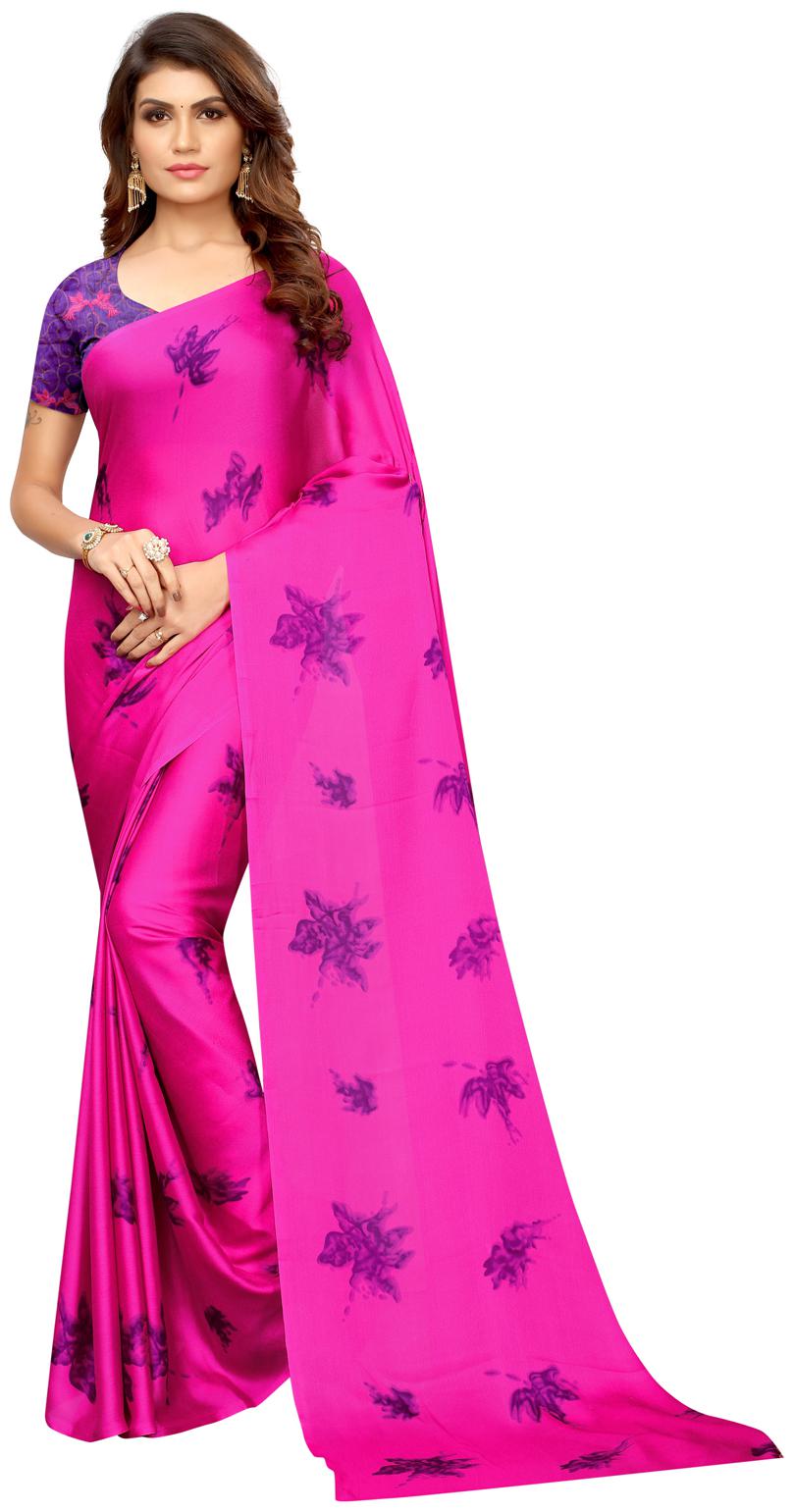 

Swaron Women Chiffon Regular Saree Pink