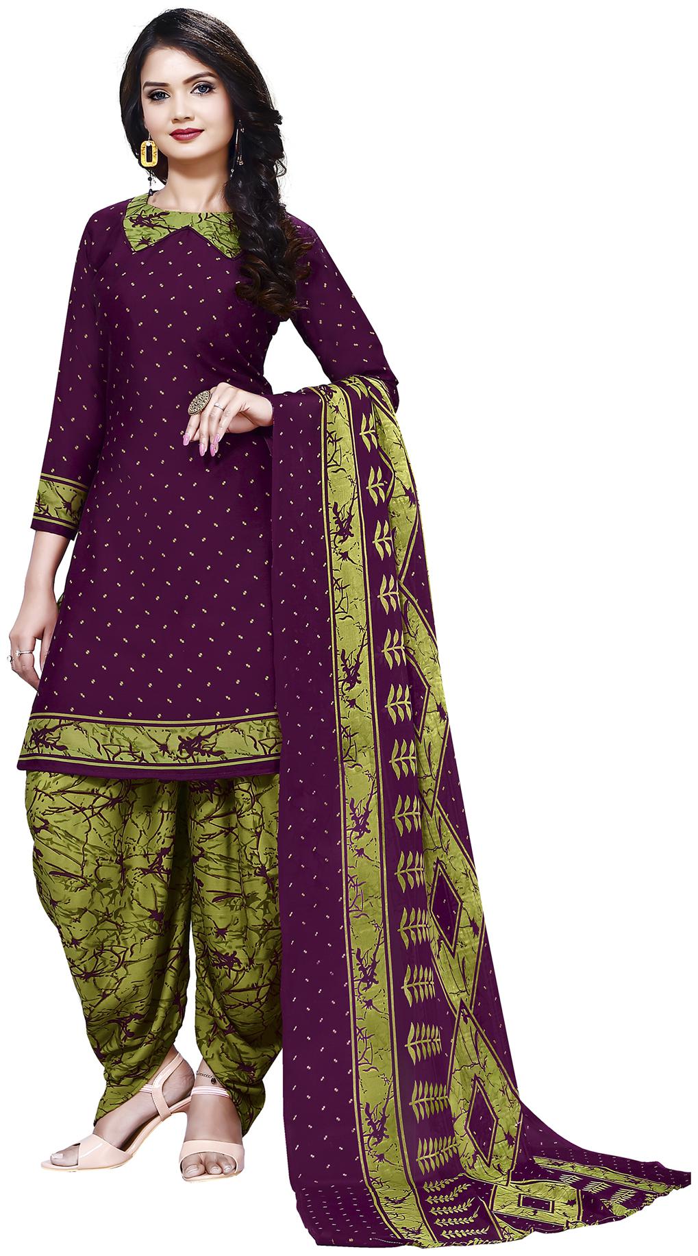 

Swaron Purple Unstitched Kurta with bottom dupatta With dupatta Dress Material