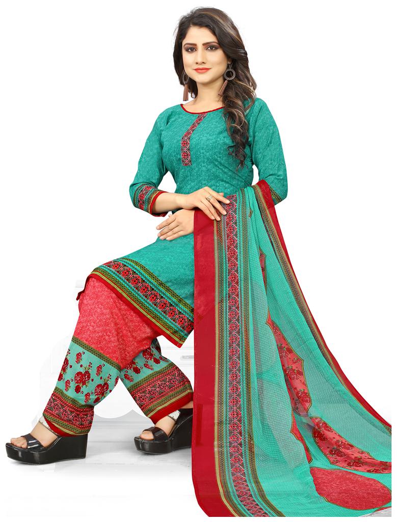 

Swaron Turquoise Unstitched Kurta with bottom dupatta With dupatta Dress Material