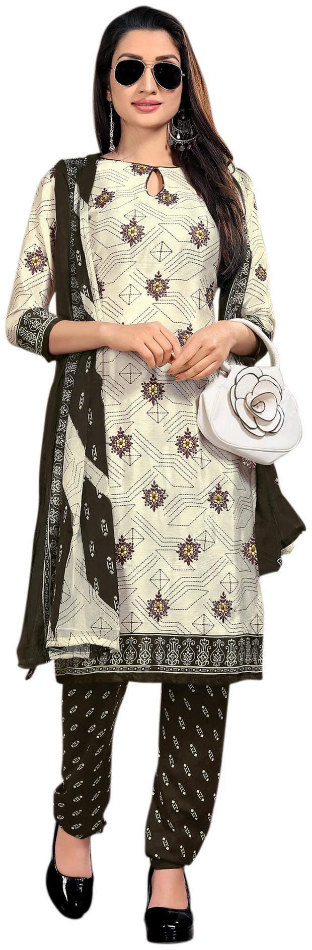 

Swaron Off white Unstitched Kurta with bottom dupatta With dupatta Dress Material