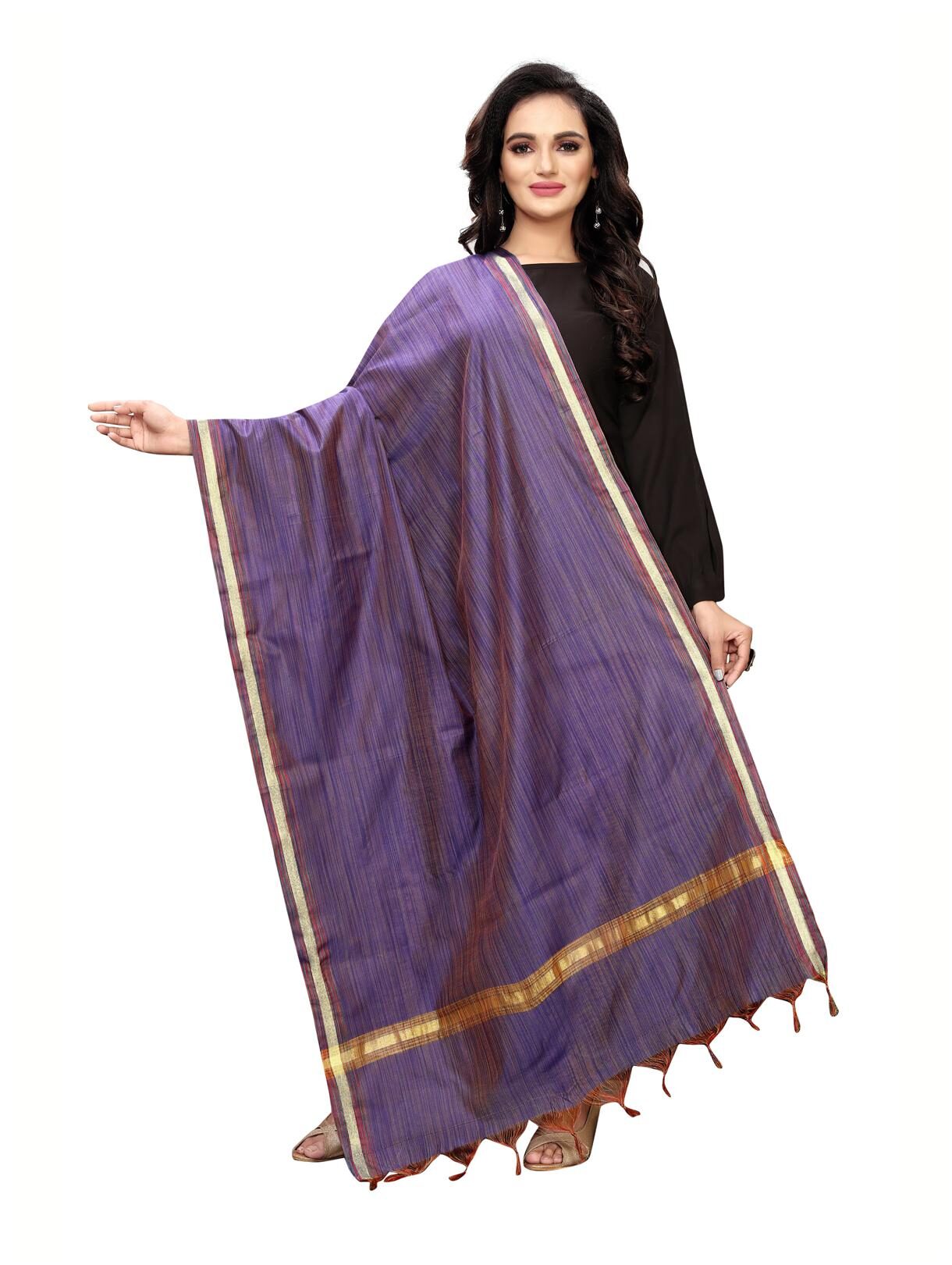 

Swaron Women Blended Solid Dupatta Blue