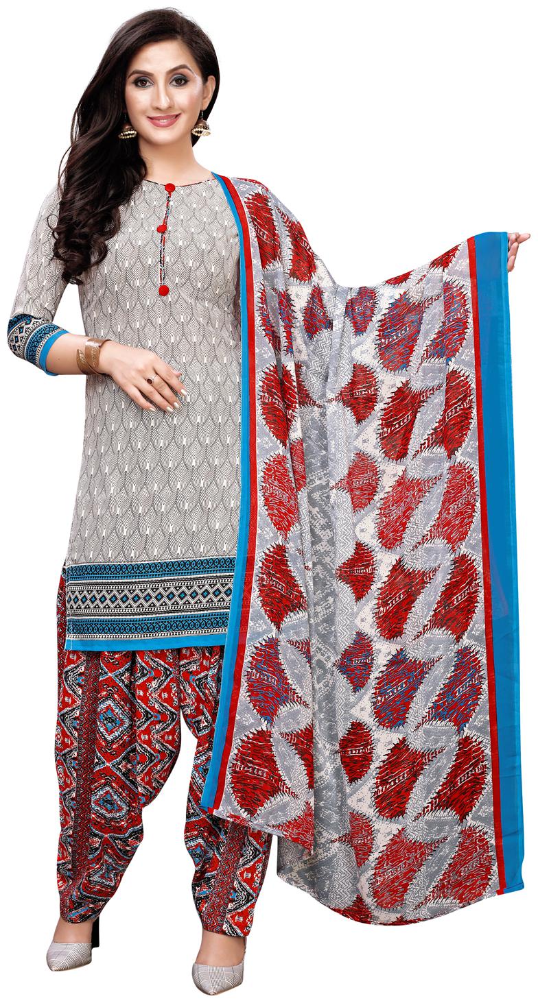

Swaron Grey Unstitched Kurta with bottom dupatta With dupatta Dress Material