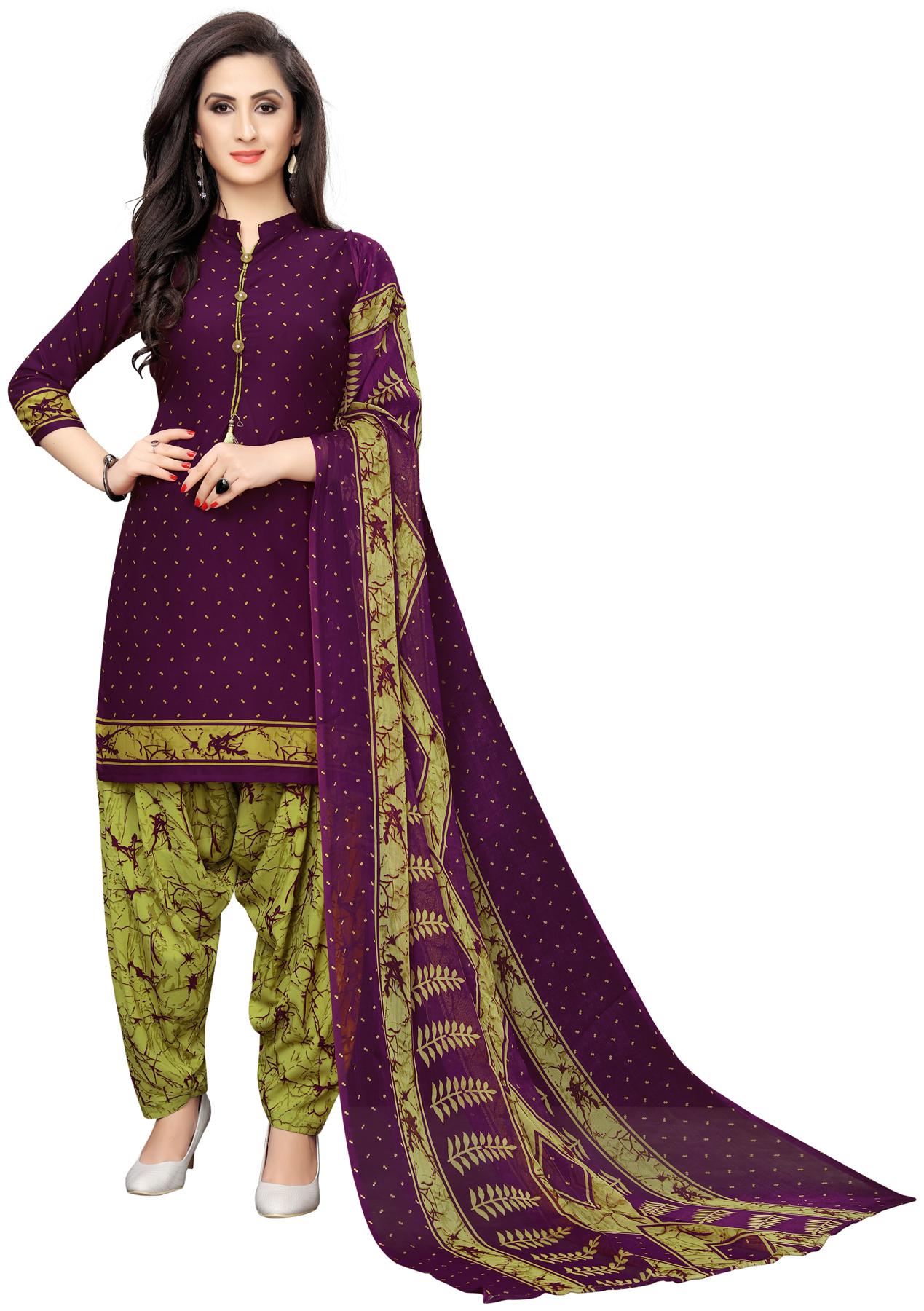 

Swaron Purple Unstitched Kurta with bottom dupatta With dupatta Dress Material