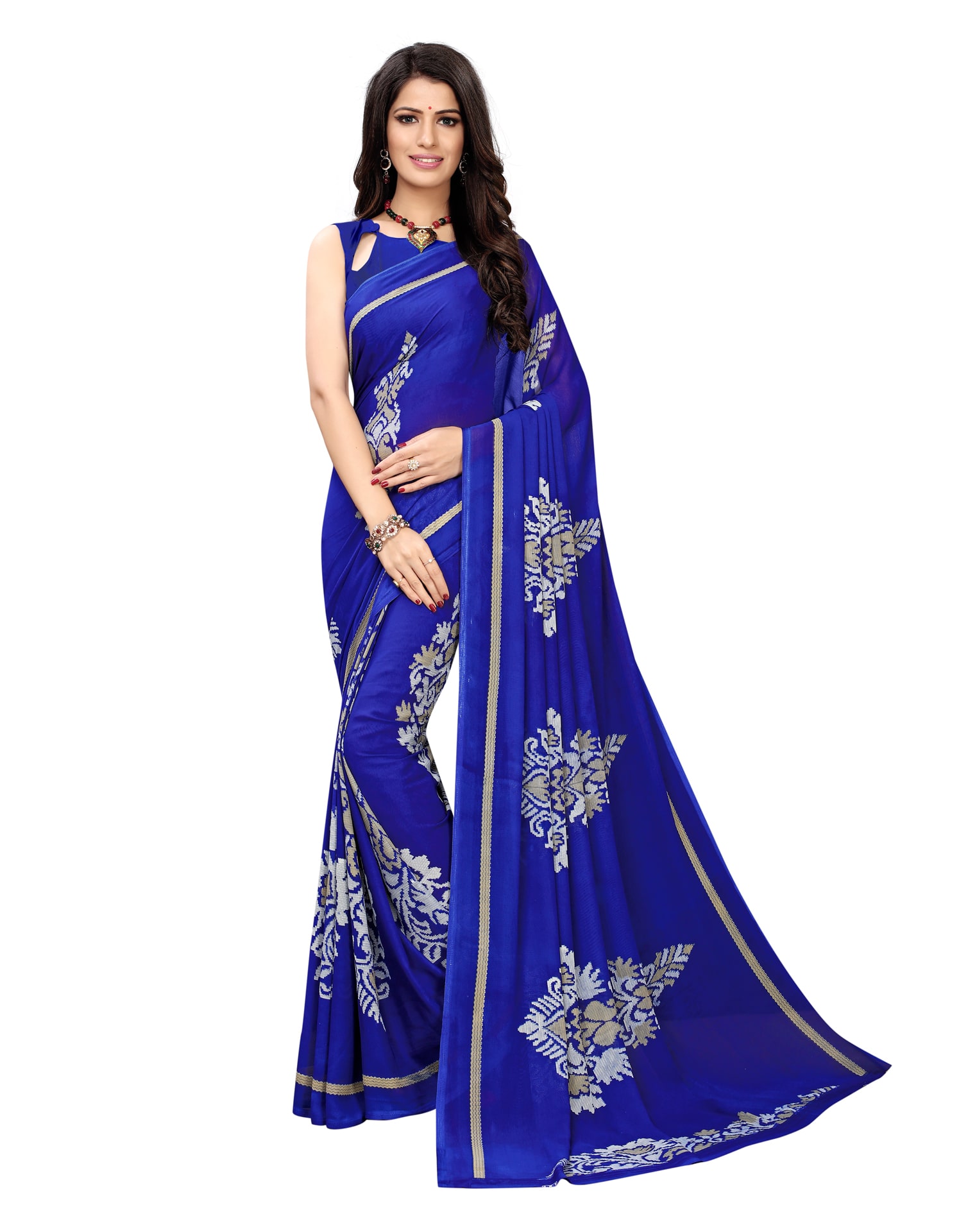 

Swaron Women Universal Traditional Saree With Blouse Piece (Blue)