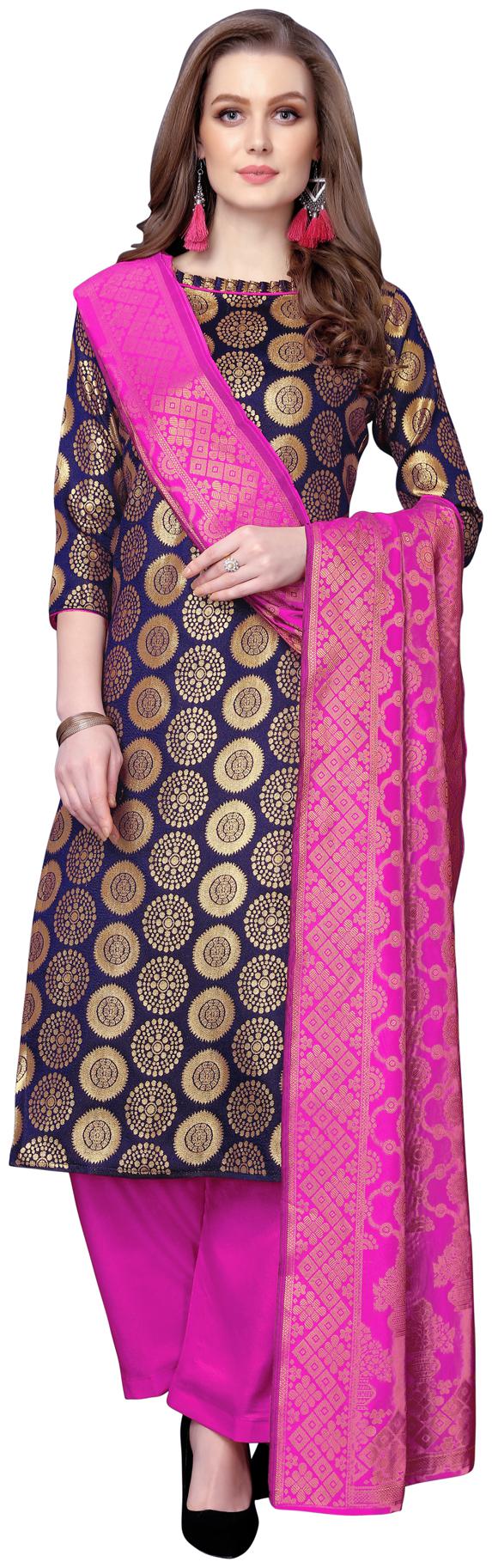 

Swaron Blue Unstitched Kurta with bottom dupatta With dupatta Dress Material