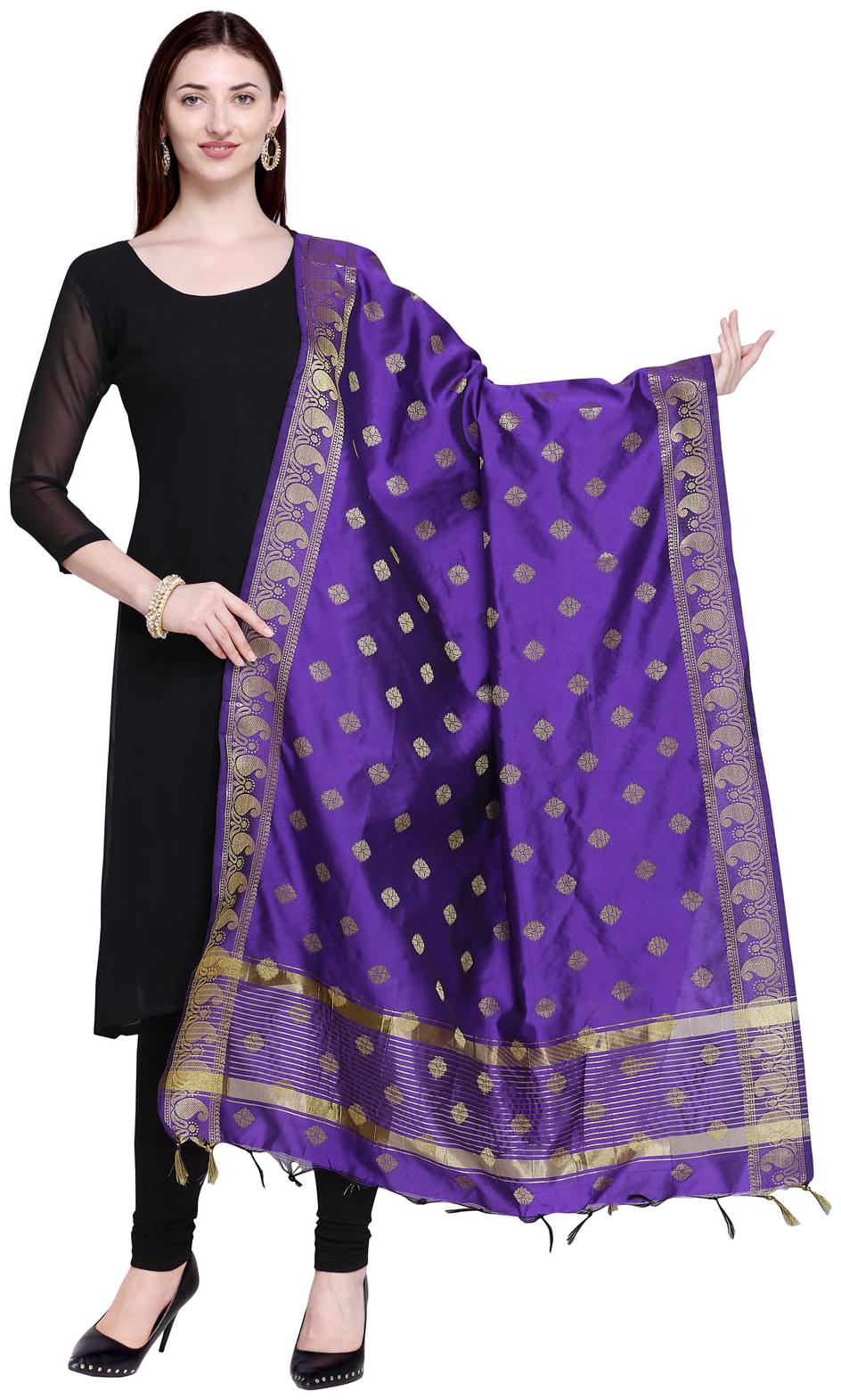 

Swaron Women Silk Floral Dupatta Purple