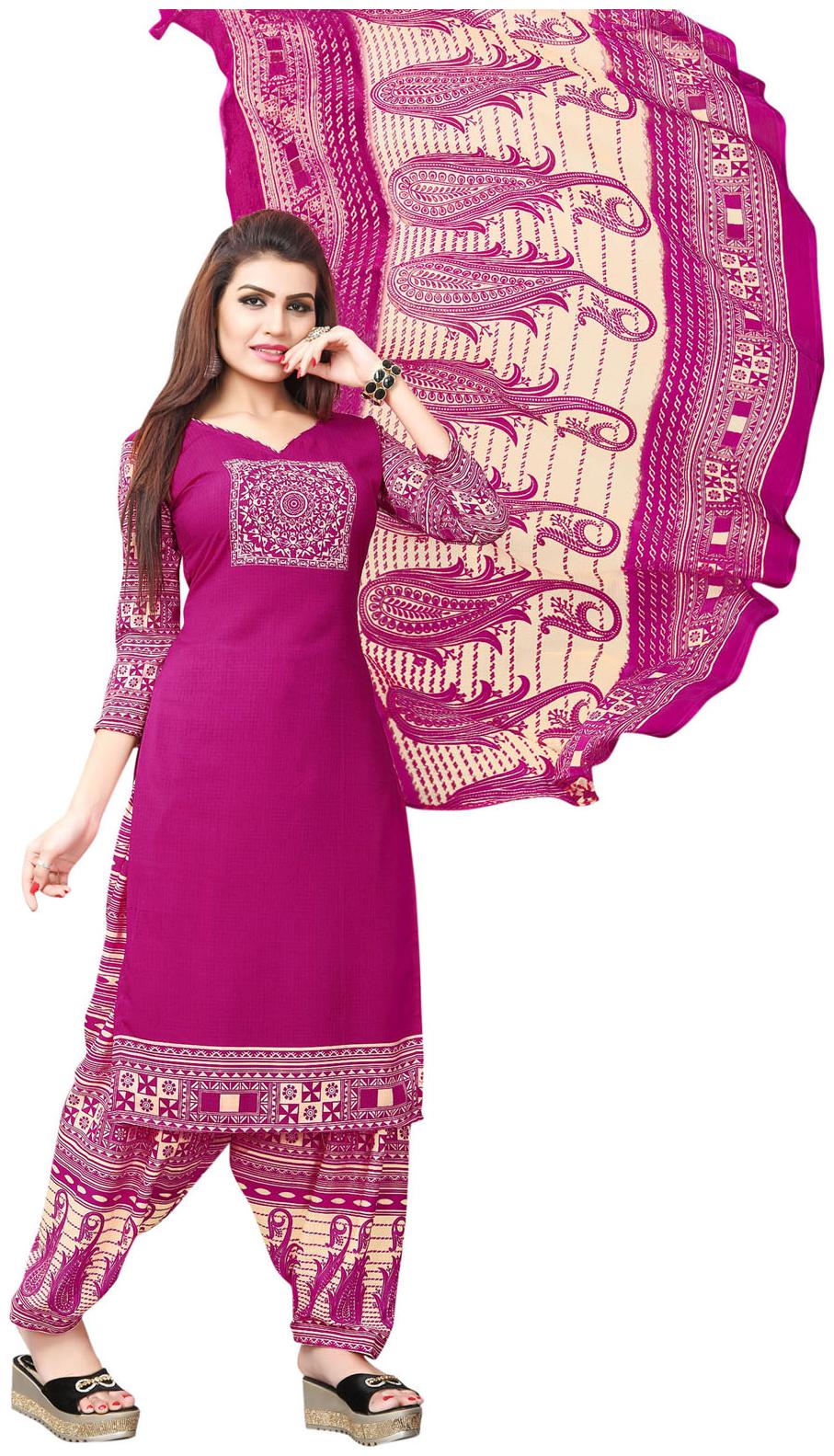 

Swaron Pink Unstitched Kurta with bottom dupatta With dupatta Dress Material