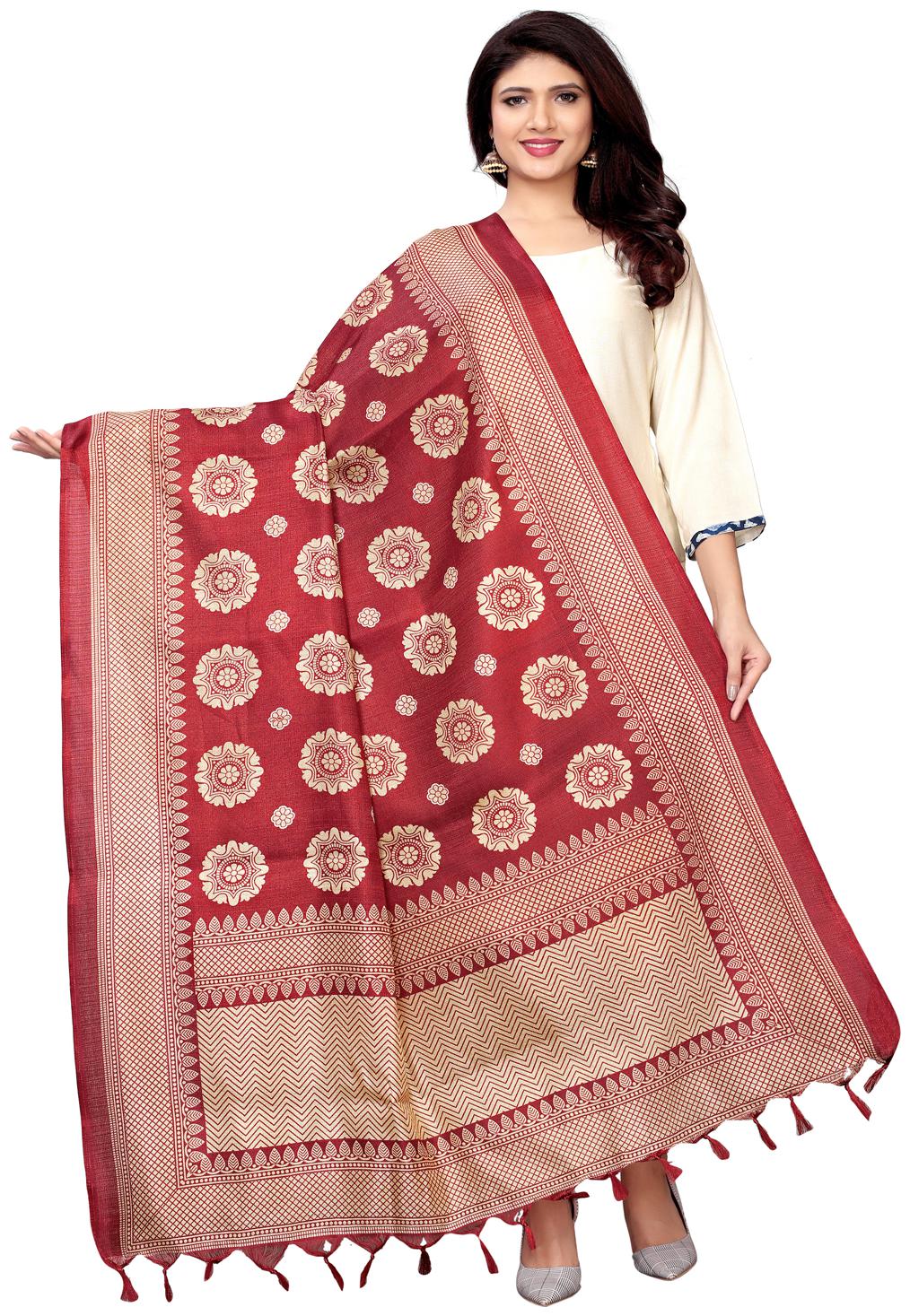 

Swaron Women Blended Printed Dupatta Maroon