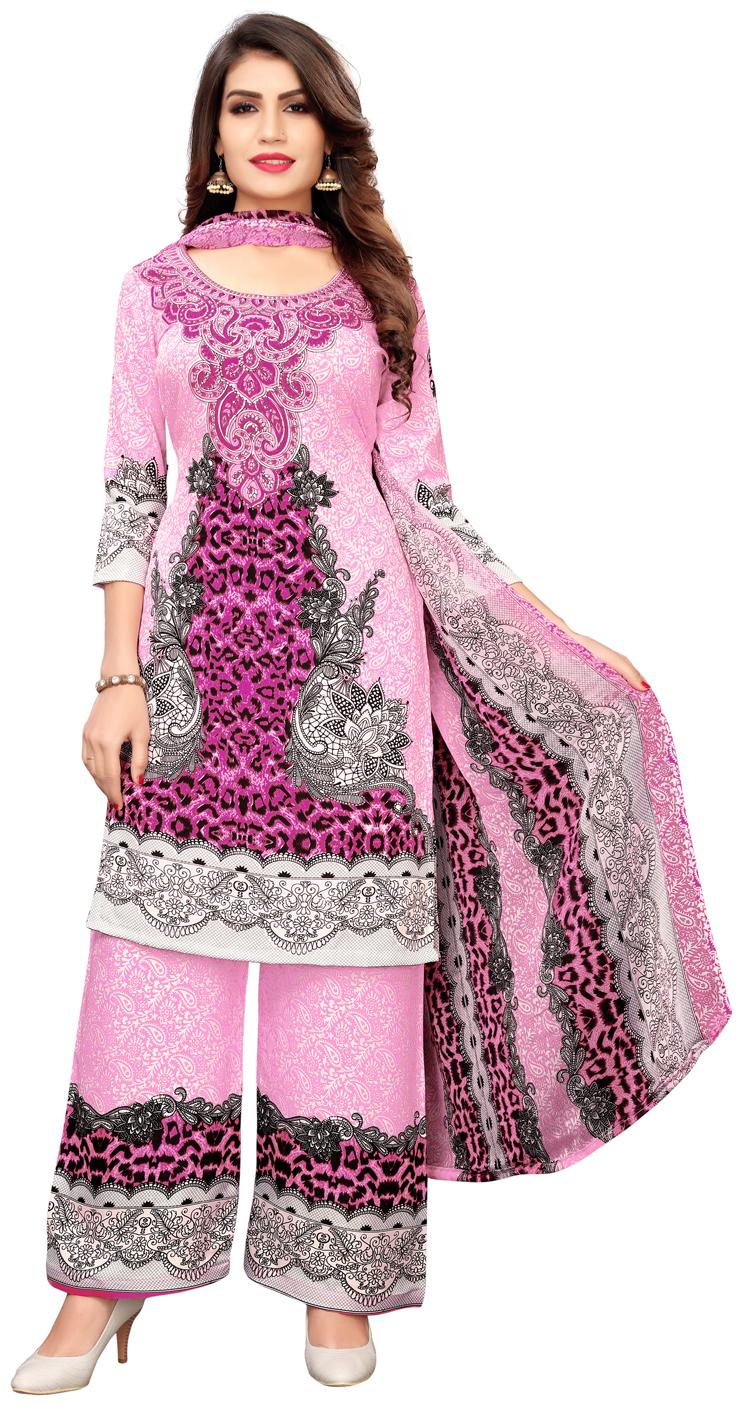 

Swaron Pink Unstitched Kurta with bottom dupatta With dupatta Dress Material