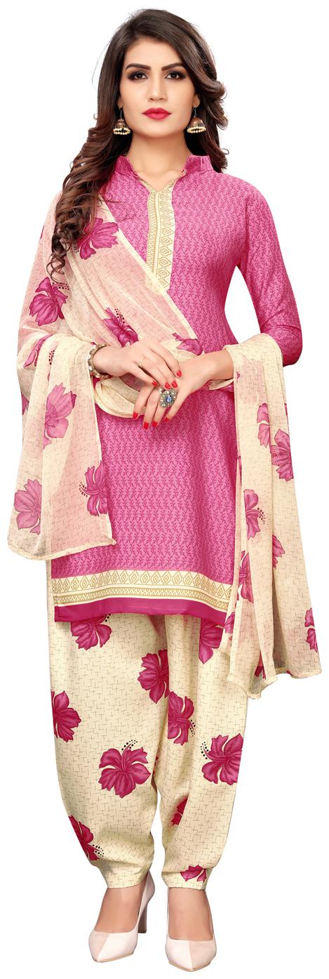 

Swaron Pink Unstitched Kurta with bottom dupatta With dupatta Dress Material