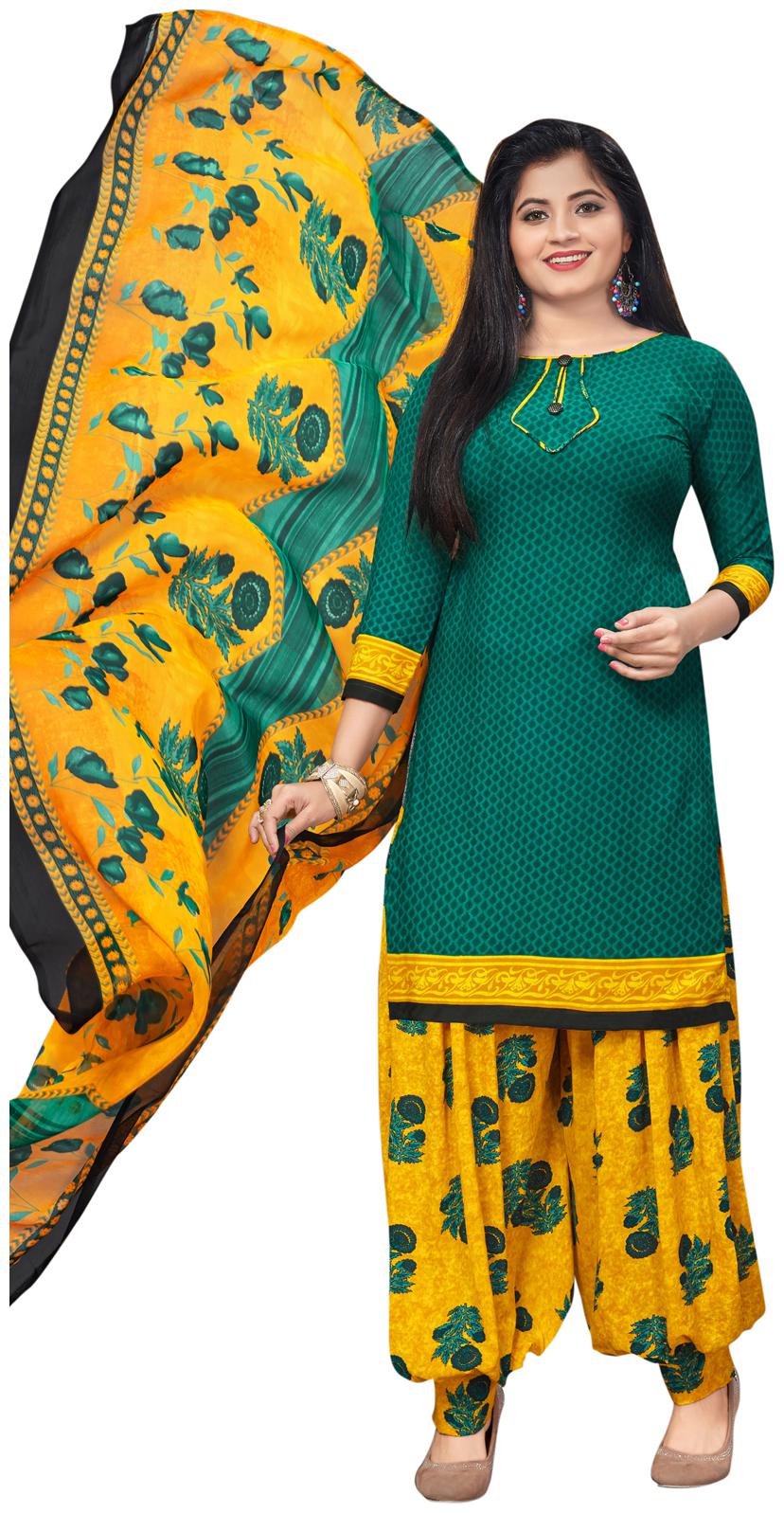 

Swaron Green Unstitched Kurta with bottom dupatta With dupatta Dress Material