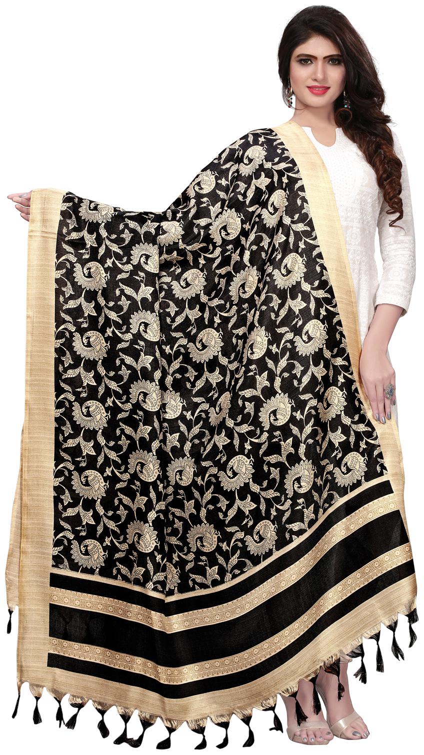 

Swaron Women Silk Printed Dupatta Black