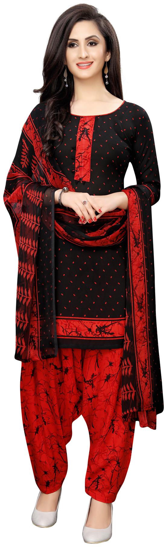 

Swaron Black Unstitched Kurta with bottom dupatta With dupatta Dress Material
